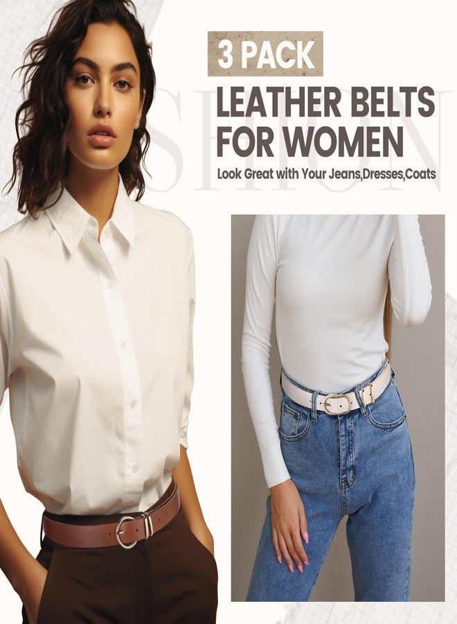 Chicingyou 3 Pack Women's Leather Belts for Jeans Pants Dresses Ladies Waist Belt with Fashion Gold Buckle(Fit Pant 37-42 Inch) - Image 4